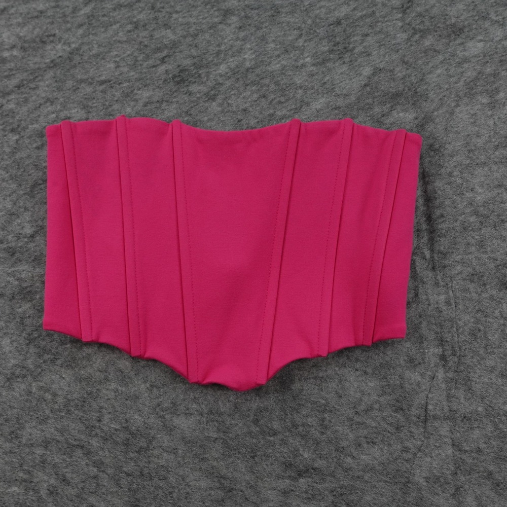 Edit by Nine Top Womens Medium Pink Tube Strapless Corset‎ Bustier Cropped